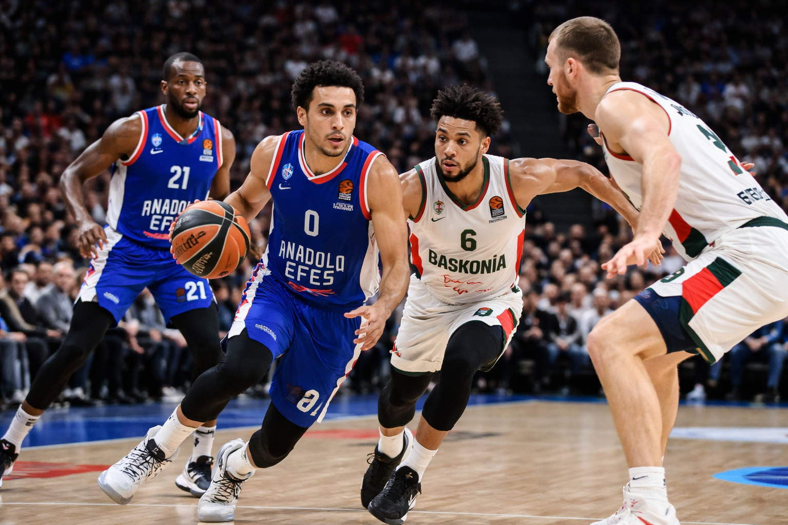 Anadolu Efes and Baskonia Clash in EuroLeague Match in Istanbul