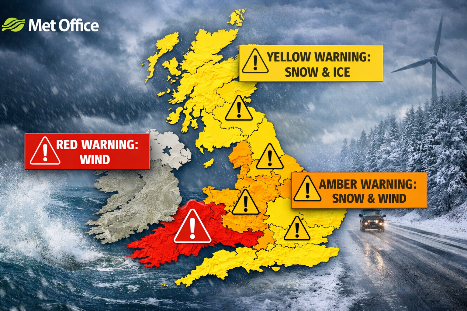 Met Office Issues Multiple Weather Warnings Across UK Ahead of Severe Winter Conditions