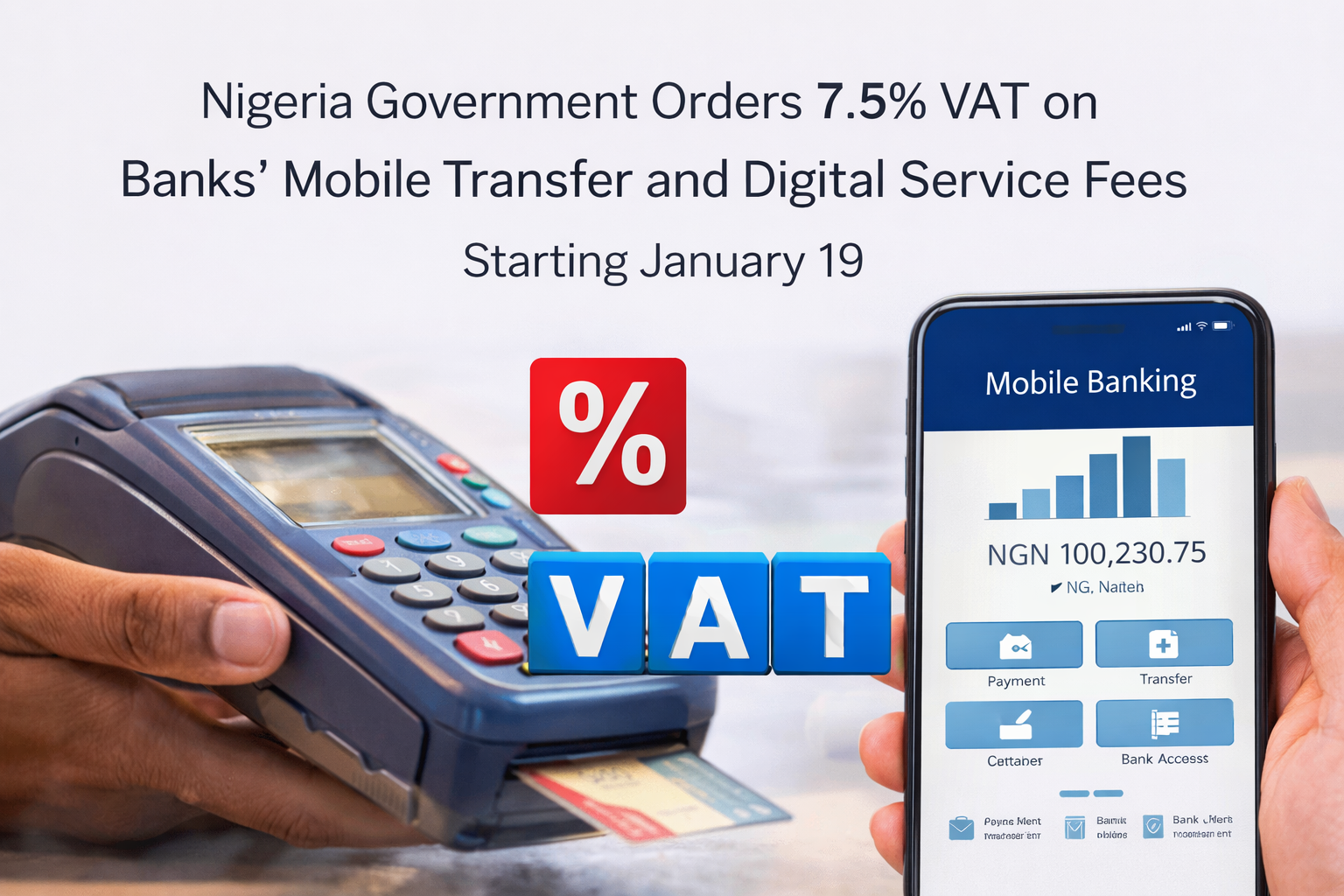 Nigeria Government Orders 7.5 % VAT on Banks’ Mobile Transfer and Digital Service Fees Starting January 19