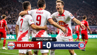 RB Leipzig Leads Bayern Munich 1-0 at Half in Bundesliga Matchday 18 Clash