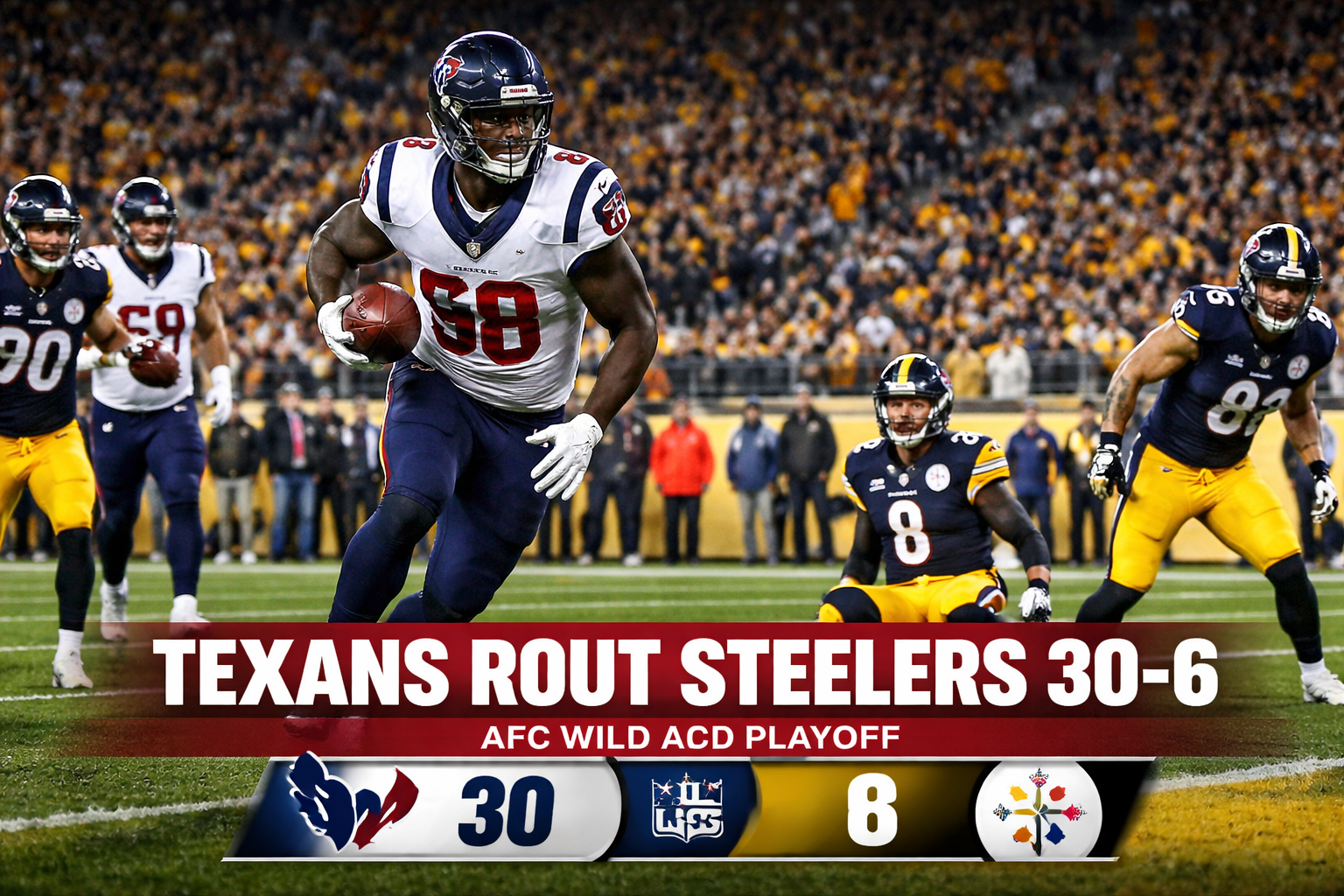 Texans Advance With Dominant 30–6 Victory Over Steelers in AFC Wild-Card Playoff Game